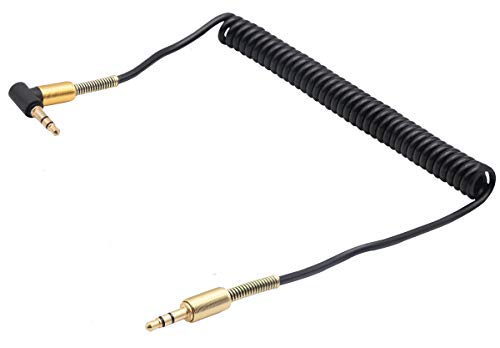 Aaotokk 3.5Mm Coiled Cable 90 Degree Right Angle 3-Pole 3.5Mm Male To 3.5Mm Male Right Angle Trs Jack Stereo Audio Spring Aux Cable For All 3.5Mm-Enabled Smartphones,Tablet And Mp3 Players(1.5M) #TOP4