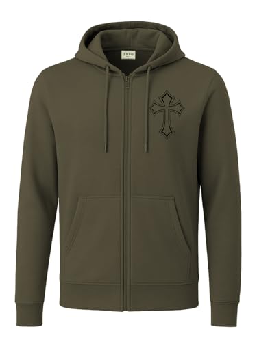 Image of ADRO Men's Regular Fit Zip-Up Hoodie for man | 320 GSM Cotton Poly Fleece Zipper Sweatshirt with Soft Fabric & Printed Hoodies