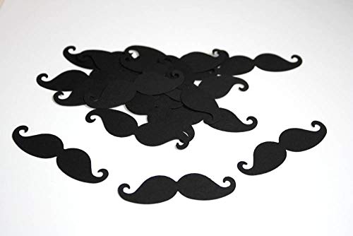 50 Black Mustache Confetti, Paper Mustache Cut Out Party Decorations
