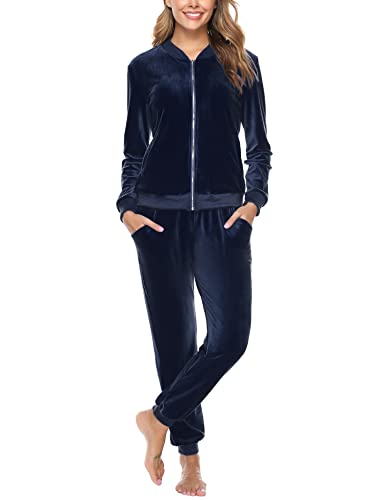 Totatuit Velour Tracksuit Womens Sweatsuit Set Long Sleeve Zip Up Jacket & Drawstring Sweatpants Outfit