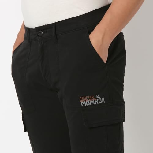 Image of Spykar Men's Regular Fit Mid Rise Pants