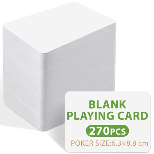 REGUICORP 270PCS Blank Playing Cards 2.5 x 3.5 Printable Blank Game Cards White Blank Playing Cards to Write On for Study Leave Comments Write and Draw