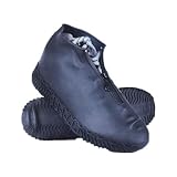 Herren Überschuhe mit Reißverschluss große Silikonhülle für Regenstiefel wasserdichter Schutz für Erwachsene im Alltag 2Stücke (Black, XL)