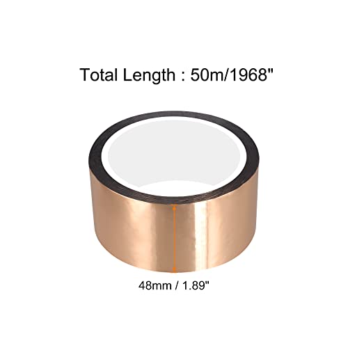 Image of MECCANIXITY Metalized Polyester Film Tape,1.87inch x 54.6yds. Adhesive Mirror Finish Decor Tape for Detailing Accent Wall,Wardrobe Crafts Tape 50m x 48mm,Rose Gold Tone