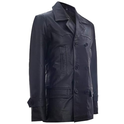 Dr Who Christopher 9th Dr Cosplay Coat, Double Breasted, German Naval, Leather Jacket2