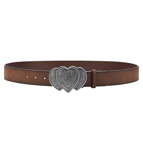 Women Western Leather Belt Ladies Cowgirl Leather Belt Vintage Medieval Heart Buckle Belt2