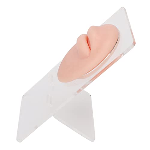 Modelo Flexible de Silicona Suave Realista para Perforación de Labios de Acupuntura, Modelo de Boca Reutilizable para Exhibición de Joyería y Herramienta de Enseñanza (Beige claro)