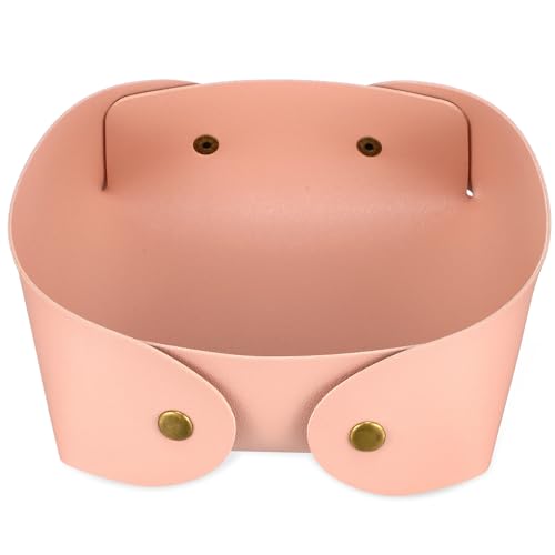 OFFIGAM レザー収納トレイ 折りたたみ式 小物入れ 革製デスクオーガナイザー 鍵やジュエリー収納 玄関キー置き場に 感あるゴールドバックル