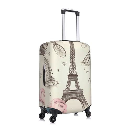 Travel Luggage Cover for Suitcase Tsa Approved, Washable Elastic Suitcase Protector, The Eiffel Tower and a Bicycle Suitcase Cover Anti-scratch Baggage Cover Fits 22-24 Inch Luggage Sleeve Small3