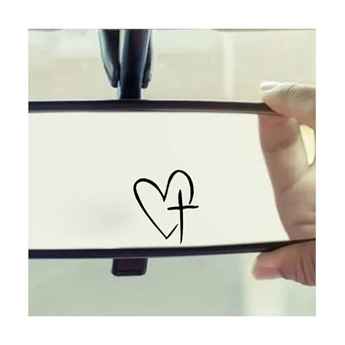 Image of JANES 3pcs Cross Heart Decal, Size 2x2'' UV DTF Transfer Car Mirror Decal, Rearview Mirror Decal, Faith Car Mirror Decals, Trendy Car Decals for Women Men, Christian Jesus Lover Car Decals for Trucks