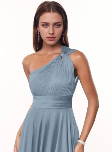 Kyeuan One Shoulder Bridesmaid Dresses with Pockets Sleeveless Short Ruffle Homecoming Dresses for Teens2