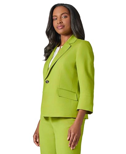 Kasper Women's Linen ONE Jacket W Bttn Sleeves, Kiwi4