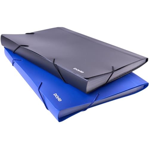 Dohe - Carpetas Acordeón A4 con 13 Secciones (2 uds.) - 32,8x23,7x2,7 cm, 2 Colores, Cierre de Goma Elástica, Polipropileno 800 micras - Material de oficina