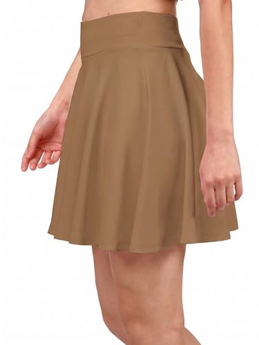 Image of Mehrang Spandex Women's Classic Stretchy All Time Trendy Skater Skirt with Attached Inner Shorts and Flared Inskirt