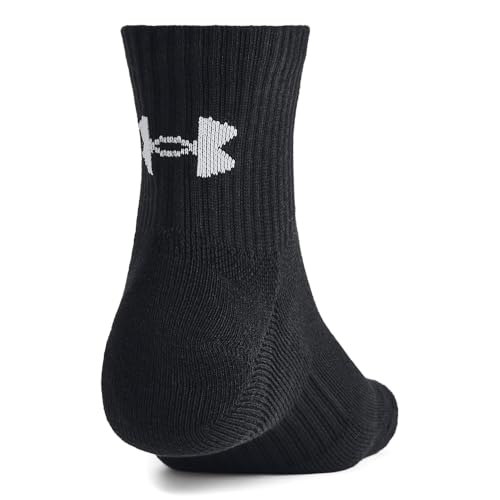 Under Armour Unisex Training Cotton Quarter Socks 3 Pack, 001 BLACK, LG - image 3