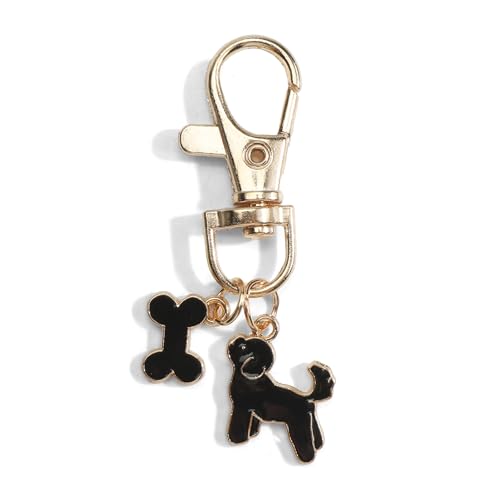 Gallkeat Hunde Schlüsselanhänger, Niedlicher Cartoon Anhänger für Tierliebhaber, Niedliche Anhänger Bagcharm für Damen (Schwarz)