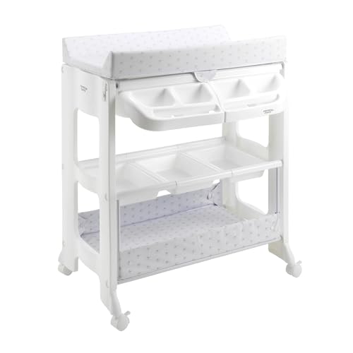 Formula Baby Table à Langer bébé | utilisable jusqu'à 12 Mois | avec Baignoire Amovible & Tuyau de Drainage + Rangement | Confortable & Pratique | 4 roulettes pour déplacement Facile | Motif éléphant
