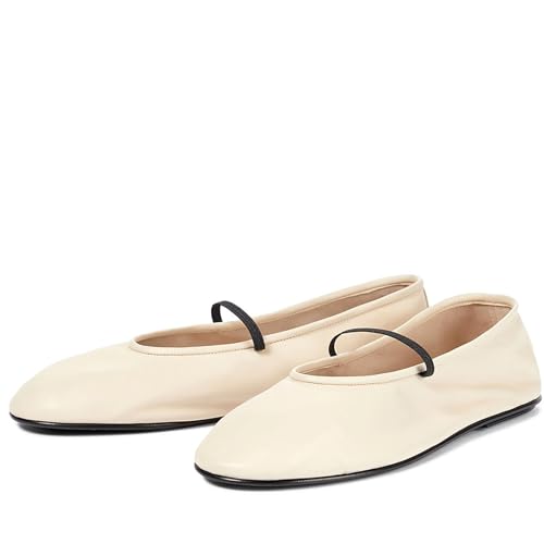 Women's Solid Ballet Flats Fashion Round Toe Slip On Office Shoes Pumps Comfortable Casual Elastic Ankle Strap Work Office Daily Party Leather Flats Shoes