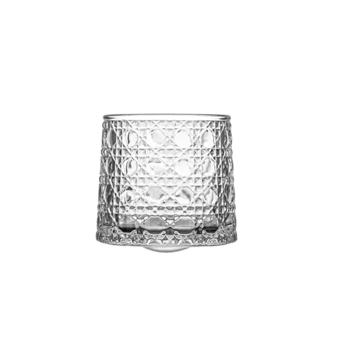 Image of Spinny Whiskey Glasses Set | Rotatable Heavy Base Tumbler Crystal Glass Cups, Glasses with Creative Coasters | Perfect for Scotch, Bourbon, Juice, Water, Cocktails (150 ml - Design D with Coaster)