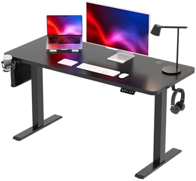 （01:30時点） SANODESK 昇降デスク QS1 パソコンデスク スタンディングデスク メーカー3年保証 電動 無段階高さ調節 メモリー機能付き 人間工学 天板付きセット 組立簡単 (140×60cm, 脚部（黒）＋天板（ブラック）)