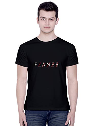 Image of CreativiT Graphic Printed T-Shirt for Unisex Flames Tshirt | Casual Half Sleeve Round Neck T-Shirt | 100% Cotton | D00393-15