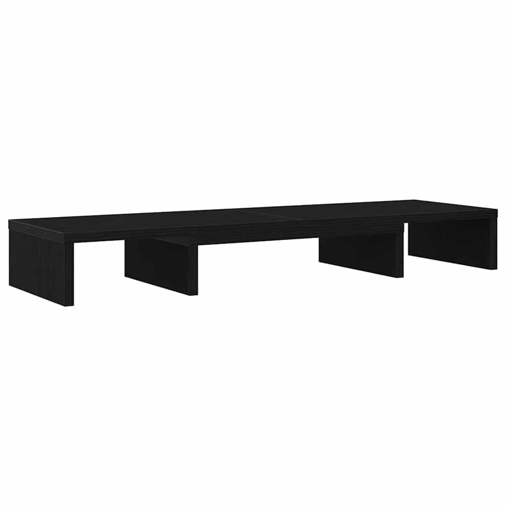 vidaXL Soporte para monitor ajustable, aspecto de roble negro, 80 x 24 x 10,5 cm, elevador de monitor, soporte para 2 monitores, soporte doble para monitor