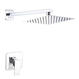 HEABLE Shower Faucet Set Chrome, Single Function Shower Trim Kit with Rough-in Valve Bathroom Luxury Rain Shower Set Bath Rainfall Shower System with Square Stainless Steel Metal Showerhead