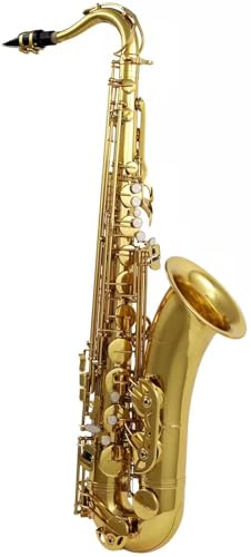 Woodbrass WST300 – Si Tenorsaxophon lackiert – Saxo, Windinstrument, Anfänger, spielfertig, hoher Spielkomfort, warmer & kraftvoller Klang, Etui & Zubehör inklusive
