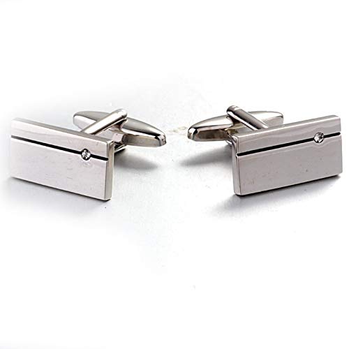 Mancuernillas rectangulares de plata para hombre miniatura 2