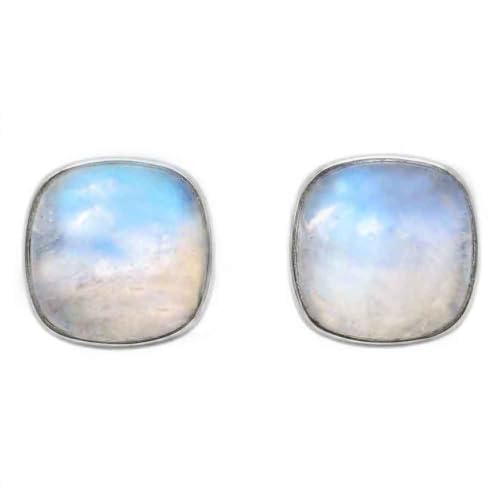 Pendientes de piedra de luna arcoíris en plata maciza llenos de magia 4