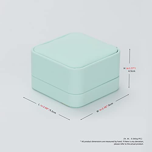 Gorgeous Ring Box Premium Velvet Ring Gift Box for Proposal, Engagement, Wedding Ceremony, Christmas (Mint Green)