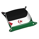 Bedrucktes Tablett mit Flagge der Westsahara, Leder-Nachttisch-Organizer, Eingangsaufbewahrungsbox für Schlüssel, Geldbörse
