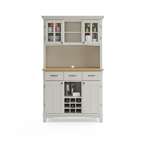homestyles Buffets Off White Server with Hutch and Natural Wood Top