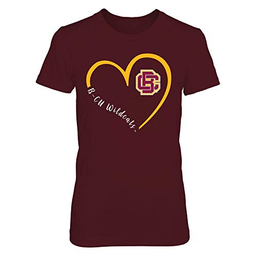 FanPrint Bethune-Cookman Wildcats T-Shirt - Heart 3/4 - Women's Tee/Maroon/L
