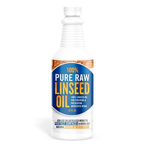 Ecoxall 100% Pure Raw Linseed Oil for Wood Finishing Conditioner and Protection for Indoor Outdoor Furniture Floors Decks 1 Quart (32 Fl oz) Pack of 1