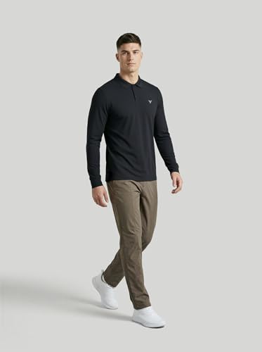 Image of TECHNOSPORT Men's Solid Full Sleeve Polo T-Shirt MATPIQ Quick Dry Slim Fit Sports Tee for Travel Casual Smart Wear UPF50+ Anti Odour