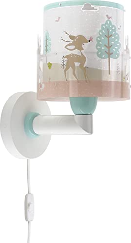 Dalber kinder Wandlampe kinderzimmer, Kinderlampe Wandleuchte Wolken Loving Deer Reh Tiere Rosa, Rose, 61279, E27