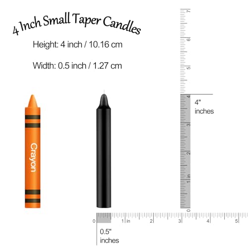 Tobeape Spell Chime Candles 24 pcs Black Candles, 4" Tall Unscented Mini Taper Candle Magic Candle for Witchcraft, Wiccan Altar, Rituals, Prayer, Meditation, Birthday, Party, Home Decor, Halloween