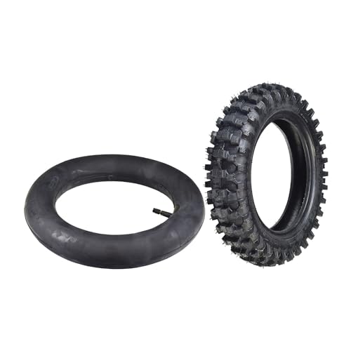Image of AlveyTech 3.00-10 Tube and Tire Kit for Dirt Bikes (Single) - Replacement Bundle for Coolster, Baja, Pit Pocket Mini Bike, Directional Knobby Tread, Pneumatic Rubber Tires, 2-Wheeler Accessories