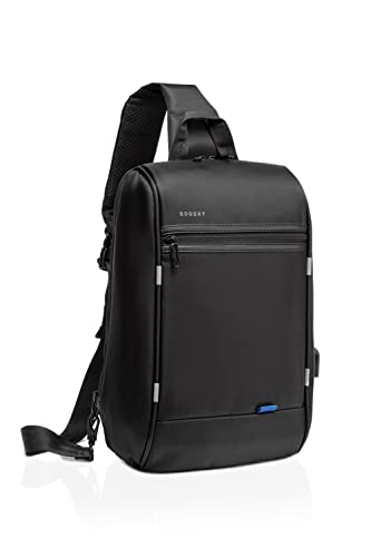 Crossbody Bag Men, Gooday Sling Shoulder Bag Backpack with USB Waterproof Travel Hiking Outdoor Chest Daypack