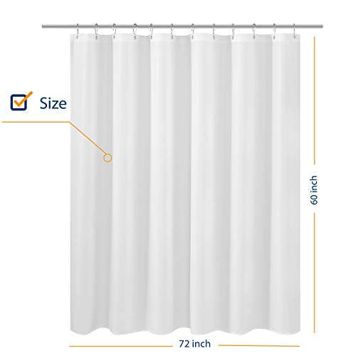 Image of N&Y HOME Short Fabric Shower Curtain Liner 60 inches Long, Hotel Quality, Machine Washable, White Shorter Bathroom Curtains with Grommets, 72x60