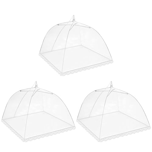 YDHfdc 3 Piezas Cubierta de Malla Plegable Cubierta Comida Plegable Cubierta Protectora Alimentos Fresca 32x32cm para Alimentos, Frutas, Picnics, Camping