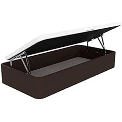 Canapé Polipiel Chocolate Topdormitorios - Canapé abatible de Gran Capacidad - Diseño Juvenil - Apertura Lateral - Incluye Subida y Montaje gratuitos - Polipiel - Dark Brown Chocolate, 120 x 200 cm.