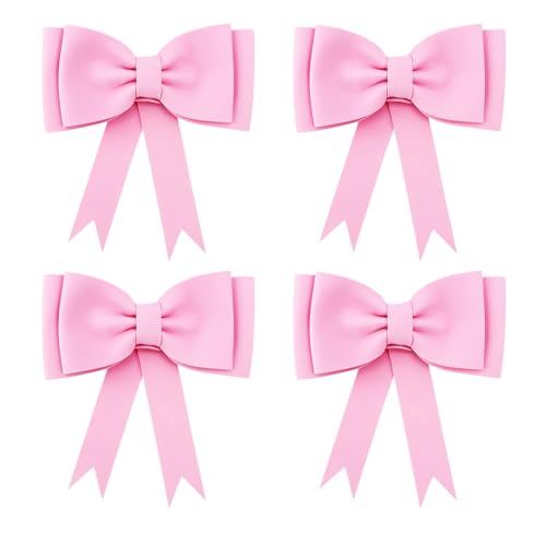 Vovii 4Pcs Oversized Pink Bow-shaped Cake Toppers for Coquette Cake Decorations, Birthday Party Supplies (EVA Foam)