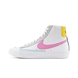 Verstärkte Konstruktion Nike Damen WMNS Blazer MID VNTG \'77 Basketballschuh, White Pink Glow Pure Platinum Glacier Ice Illusion Green Speed Yellow, 40 EU