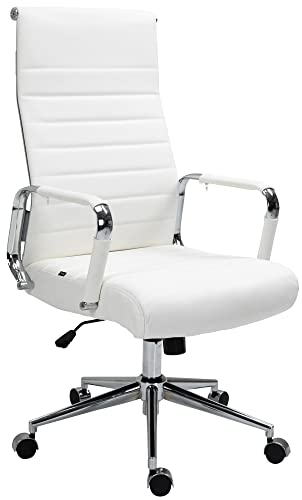 CLP Chaise de Bureau Ergonomique Kolumbus en Cuir véritable, réglable en Hauteur en continu, Charge maximale 150 kg, Couleur:Blanc