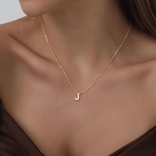 ASCOMY Initial Necklace for Women Dainty Gold Letter Necklaces 14k Gold Plated Personalized Tiny Initial Pendant Necklace Cute Letter A-Z Name Necklace Simple Initial Jewelry Gift for Women2