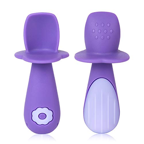 Termichy Baby Training Spoons Baby Spoon Set Stage 1 Silicone Self Feeding Utensils Toddler First Self Feeding Spoons Baby Led Weaning Spoons 6 Months Anti-Choke