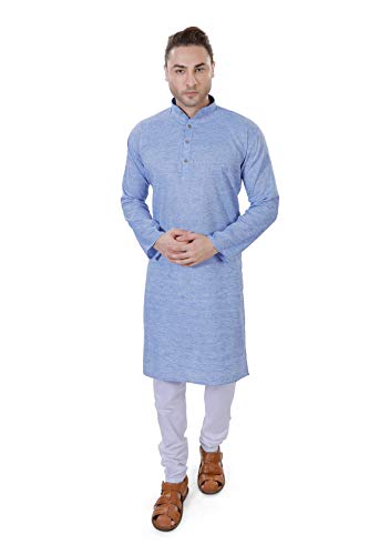 Image of Amazon Brand - Anarva Men's Pastel Linen Kurta Pyjama Set