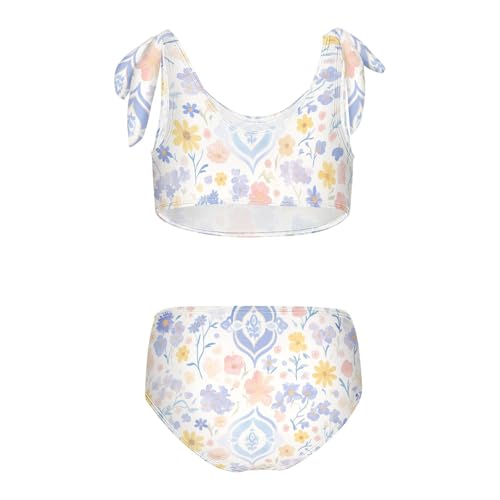 KLL Paisley Watercolor Floral Pattern Tile Flowers Girls Bikini Sets 2 Piece Cute Swimsuit Beach Swimwear Bathing Suit2
